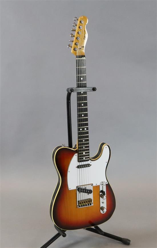 A Charvel Telecaster electric guitar, sunburst with soft case